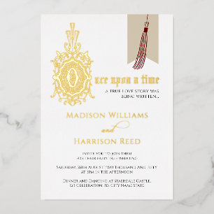 Invitation En Aluminium Histoire d'amour Il était une fois Mariage Or Réel
