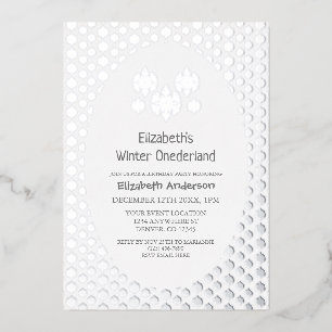 Invitation En Aluminium Hiver Onederland Flocon de neige 1er anniversaire