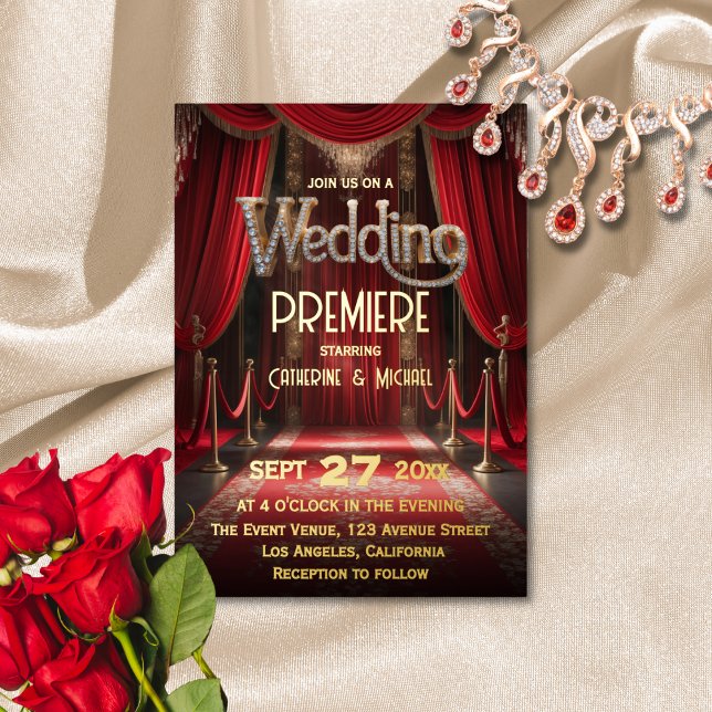 Invitation En Aluminium Hollywood Movie Red Carpet Premiere Mariage (Créateur téléchargé)