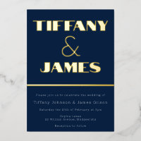 Hollywood Vintage Retro Navy Mariage Gold Foil