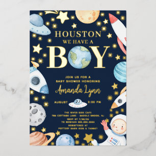 Invitation En Aluminium Houston Nous Avons Un Garçon De L'Espace Extérieur