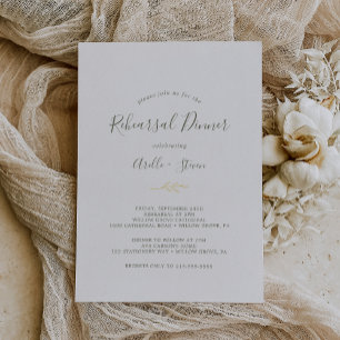 Invitation En Aluminium Huile de feuille minimale   Dîner de répétition ve