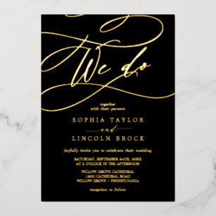 Invitation En Aluminium Huile d'or romantique Black Flourish We Do Maria
