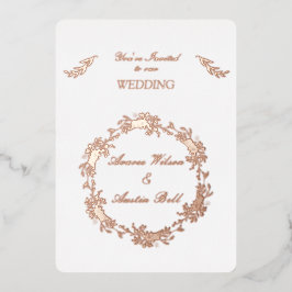 Invitation En Aluminium Huile d'or Rose floral