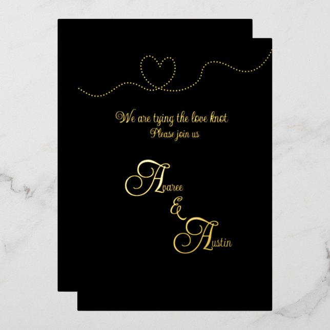 Invitation En Aluminium Huile noire et or (Recto/Verso)