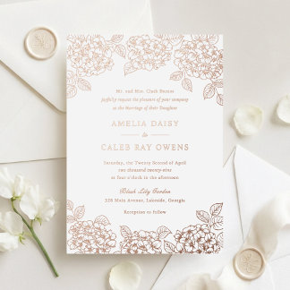Invitation En Aluminium Hydrangea Élégant Mariage Rose Or