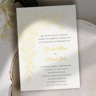 Invitation En Aluminium Hydrangea Lumineux Crème Formel Mariage Classique