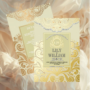 Invitation En Aluminium Iivoire Elegant Artdeco Diamond Mariage