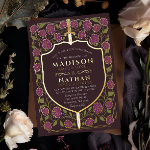 Invitation En Aluminium Imaginaire médiéval de l'épée et du bouclier Maria