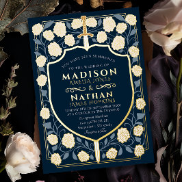 Invitation En Aluminium Imaginaire médiéval de l'épée et du bouclier Maria