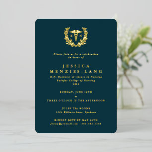 Invitation En Aluminium Infirmière diplômée Caducée+Couronne de laurier sa