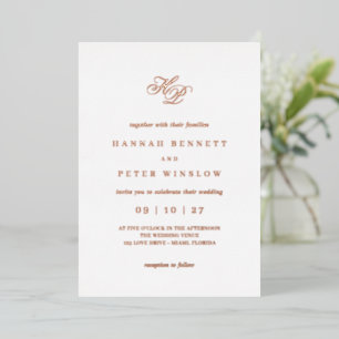 Invitation En Aluminium Initiales de monogramme de script romantique Maria