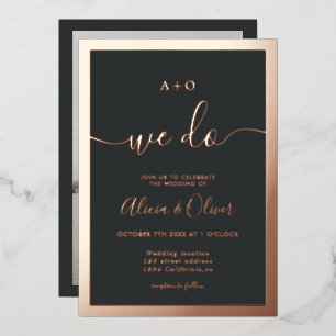 Invitation En Aluminium Initiales de photo de mariage élégant à bordure ro