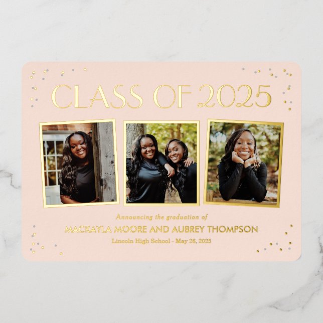 Invitation En Aluminium Instantanés amusants Foil Graduation Photo Invitat (Recto)