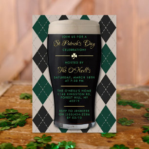 Invitation En Aluminium Irish Guinness Verre Saint-Patrick Party Réel