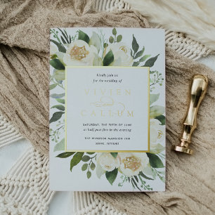 Invitation En Aluminium Ivory Bloom   Aquarelle Mariage de cadre Floral