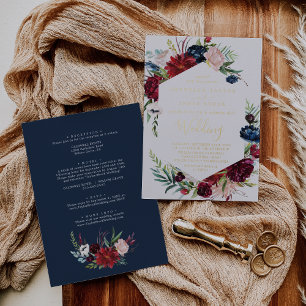 Invitation En Aluminium Jardin d'automne Mariage tout-en-un en feuille d