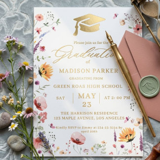 Invitation En Aluminium Jardin De Prairie Fleurie Chic Diplôme