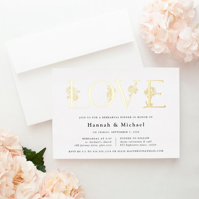 Invitation En Aluminium Jardin secret Floral AMOUR Dîner de répétition (Créateur téléchargé)