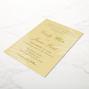Invitation En Aluminium Jaune Beurre Blanc Fern Élégant Mariage