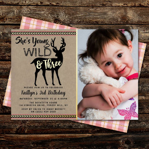 Invitation En Aluminium Jeune Sauvage & Trois Filles Photo 3e Anniversaire