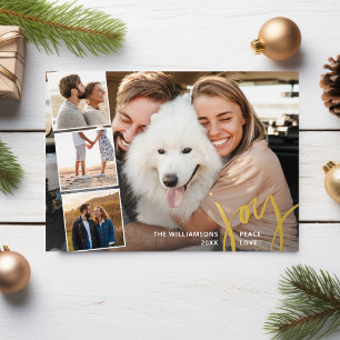 Invitation En Aluminium Joie Lettre Main Paix Amour Photo Collage Or 