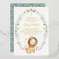 Joli prince lion aquarelle baptême bébé garçon