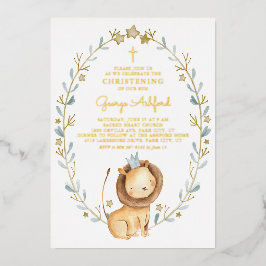 Invitation En Aluminium Jolie aquarelle Lion Prince Bébé Garçon Christenin