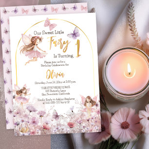 Invitation En Aluminium Jolies Petites Fleurs Sauvages Fée 1er Anniversair