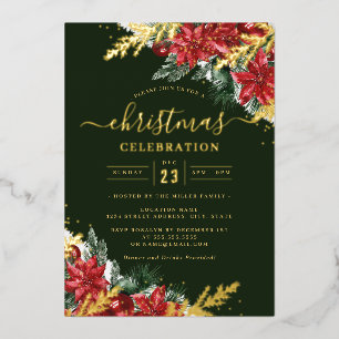 Invitation En Aluminium Jolly Gold Leaf Folift Red Christmas Party