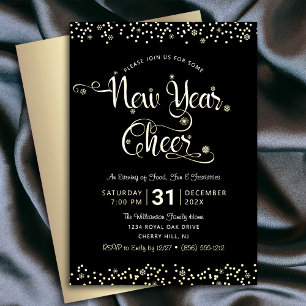 Invitation En Aluminium Jour de l'année Jeu de Script Party Chic Black Rea