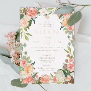 Invitation En Aluminium Journée de mariage fleurie aquarelle pêche rose de
