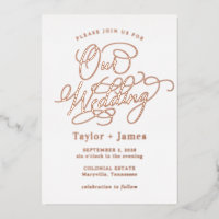 Journée spéciale VRAI FOIL Élégant Mariage Invitat