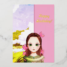 Joyeux anniversaire mignonne fille Anime Invitatio