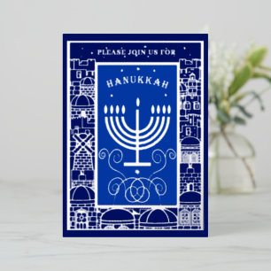 Invitation En Aluminium Joyeux Hanukkah Belle fête juive Menorah