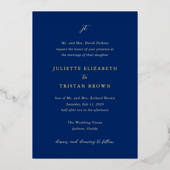 Invitation En Aluminium Juliette Elegant Wedding (Recto)