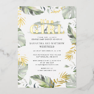Invitation En Aluminium Jungle Safari Giraffe Girls Baby shower Gold
