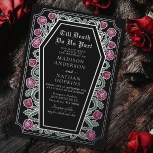 Invitation En Aluminium Jusqu'à ce que la mort nous sépare Rose noire Mari