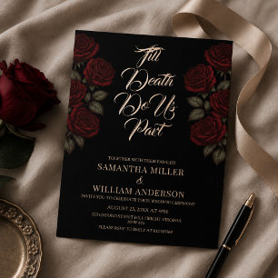 Invitation En Aluminium Jusqu'à ce que la mort nous sépare Rose rouge goth