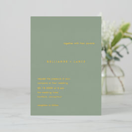 Invitation En Aluminium Kellianne Sage Green Mariage moderne