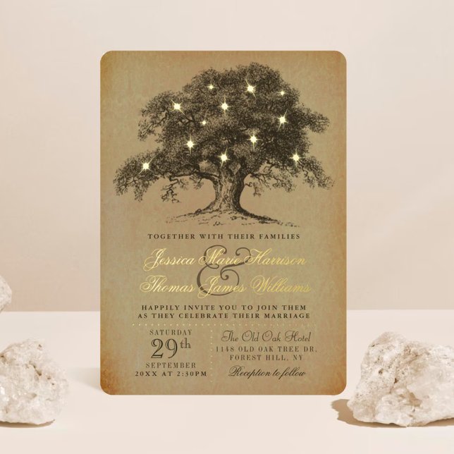 Invitation En Aluminium La collection Vintage de Mariages d'Old Oak Tree R (Créateur téléchargé)
