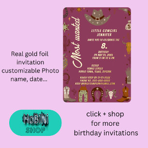 Invitation En Aluminium la plupart recherchés petit texas cowgirl annivers
