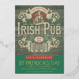 Invitation En Aluminium La Saint-Patrick drôle pub irlandais personnalisé