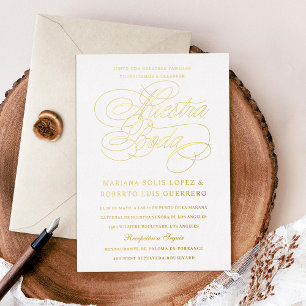 Invitation En Aluminium Langue espagnole Nuestra Boda Gold