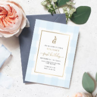 Lapin Lapin Bleu En vichy Anniversaire Foil Invita