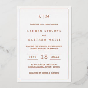 Invitation En Aluminium Lauren Monogram Mariage élégant