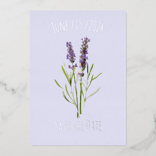 Invitation En Aluminium Lavande Vintage - floral simple - save the date