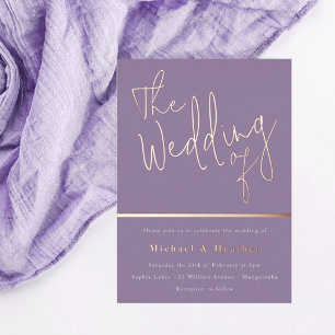 Invitation En Aluminium Le Mariage de : Rose Lavande Violette Or