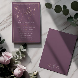 Invitation En Aluminium Le Mariage Du Mariage Rose De Calligraphie Or