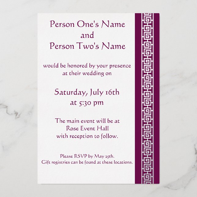 Invitation En Aluminium L'élégance chinoise dans l'invitation à la vinific (Recto)